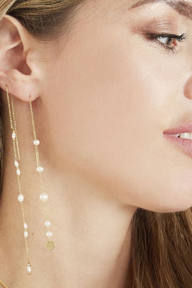 Boucles d'oreilles Drop Down Circle Argenté Cuivré h5 Image2